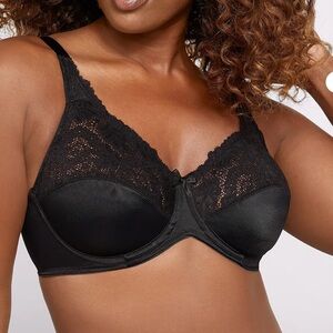 Lilyette by Bali Black Lace Unlined Minimizer Underwire Bra #0428 Size 36DD NWT